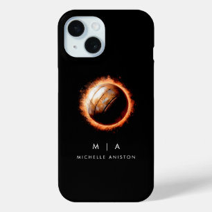 ヴィンテージファイアバレーボールモノグラムカスタム iPhone 15ケース