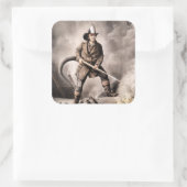 ヴィンテージファイアマンイラストレーション スクエアシール (バッグ)