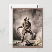 ヴィンテージファイアマンイラストレーション ポストカード (正面/裏面)