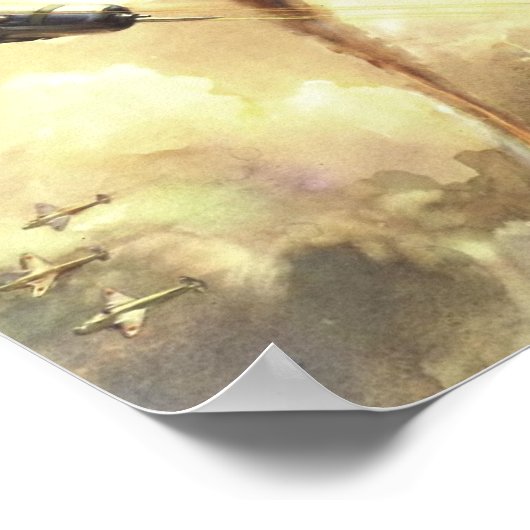 ヴィンテージファイターフライトドッグファイトアートプリント ポスター (角)