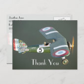 ヴィンテージファイター飛行機誕生日編集年齢ありがとう ポストカード (正面/裏面)