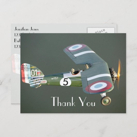 ヴィンテージファイター飛行機誕生日編集年齢ありがとう ポストカード (正面/裏面)