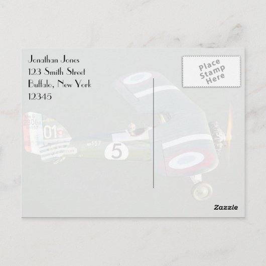 ヴィンテージファイター飛行機誕生日編集年齢ありがとう ポストカード (裏面)