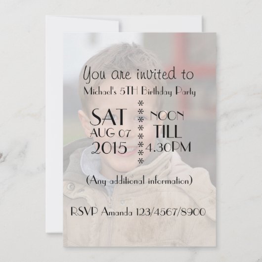 ヴィンテージファイター飛行機誕生日編集番号と写真 招待状 (裏面)