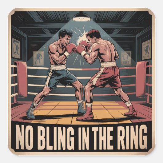 ヴィンテージファイトきらきら光るクラブ – リングや輪なし スクエアシール (正面)