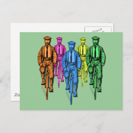 ヴィンテージファイブフェラスオンビクスイラストレーション ポストカード (正面/裏面)