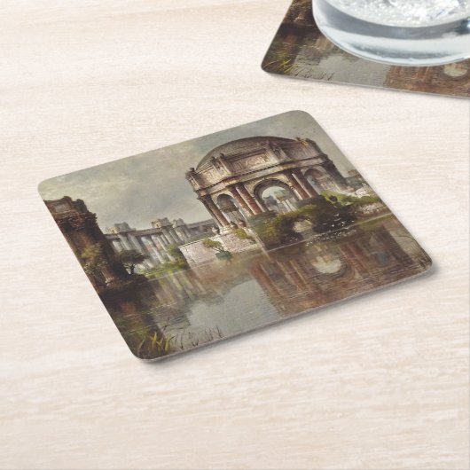 ヴィンテージファインアートパレ絵画ス スクエアペーパーコースター (アングル)