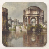 ヴィンテージファインアートパレ絵画ス スクエアペーパーコースター (正面)