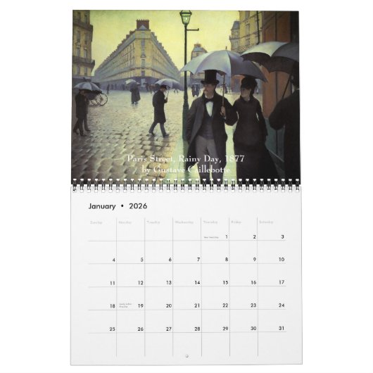 ヴィンテージファインアート印象派の絵画 カレンダー (1月 2026)