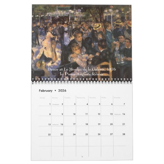 ヴィンテージファインアート印象派の絵画 カレンダー (2月 2026)