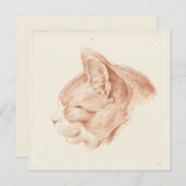 ヴィンテージファインアート猫のスケッチ ノートカード (正面/裏面)