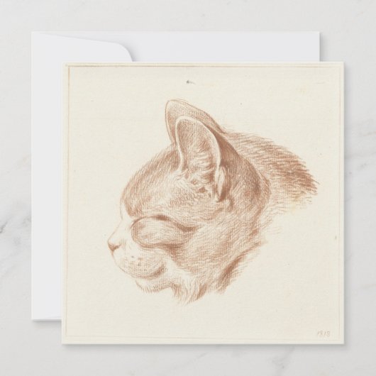 ヴィンテージファインアート猫のスケッチ ノートカード (正面)