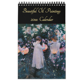 ヴィンテージファインアート美しい油彩画2026壁 カレンダー