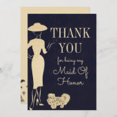 ヴィンテージファッションお礼メイド・オブ・オーナー(花嫁付き添い人)カード サンキューカード (正面/裏面)