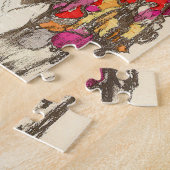 ヴィンテージファッションの女性と春ドレス ジグソーパズル (側面)