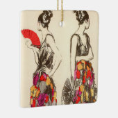 ヴィンテージファッションの女性と春ドレス セラミックオーナメント (右)