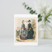 ヴィンテージファッションイラストレーションドレス1880s ポストカード (スタンド正面)