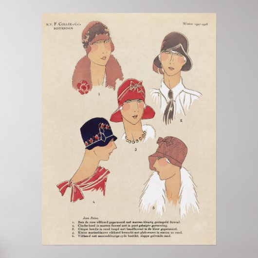 ヴィンテージファッションイラストレーションポスター ポスター (正面)