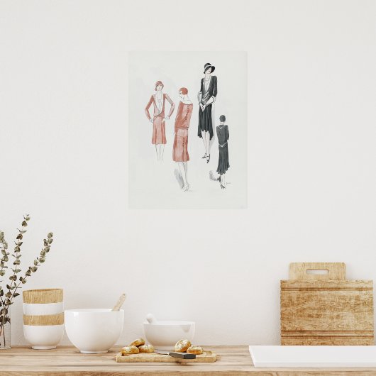 ヴィンテージファッションイラストレーションポスター ポスター (キッチン)