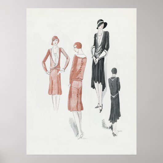 ヴィンテージファッションイラストレーションポスター ポスター (正面)
