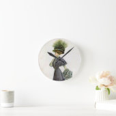 ヴィンテージファッションイラストレーションレディボタニカルハット ラウンド壁時計 (ホーム)