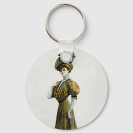ヴィンテージファッションイラストレーションレディーイングレープハット キーホルダー