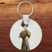 ヴィンテージファッションイラストレーションレディーイングレープハット キーホルダー (裏面)