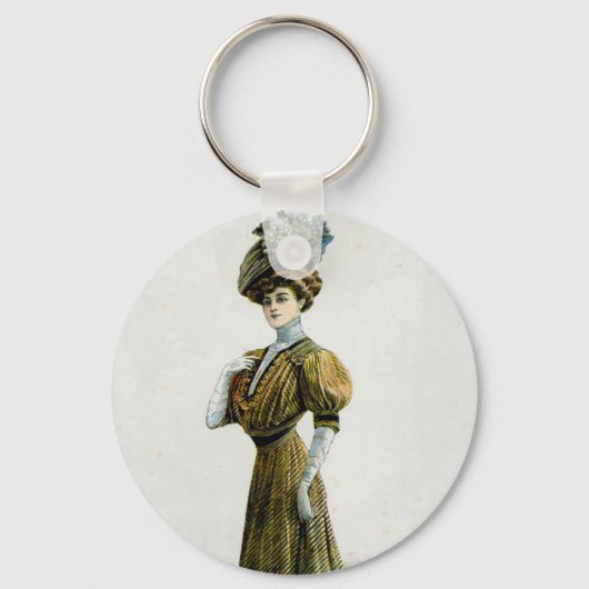 ヴィンテージファッションイラストレーションレディーイングレープハット キーホルダー (裏面)