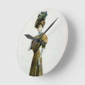 ヴィンテージファッションイラストレーションレディーイングレープハット ラウンド壁時計 (傾斜)