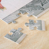 ヴィンテージファッションイラストレーションレディーフェザーハット ジグソーパズル (側面)