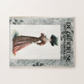 ヴィンテージファッションイラストレーションレディーフェザーハット ジグソーパズル (横)