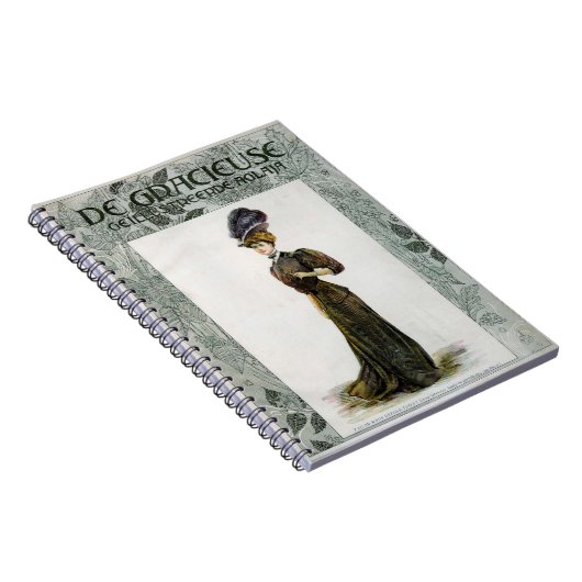 ヴィンテージファッションイラストレーションレディーフェザーボーハット ノートブック (右側)