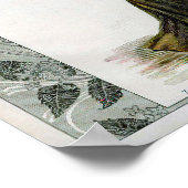 ヴィンテージファッションイラストレーションレディーフェザーボーハット ポスター (角)