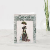 ヴィンテージファッションイラストレーションレディ付き杖 カード (正面)