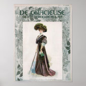 ヴィンテージファッションイラストレーションレディ付き杖 ポスター (正面)