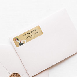 ヴィンテージファッションイラストレーションレトロ差出人住所 ラベル