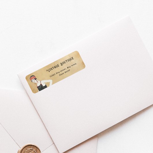 ヴィンテージファッションイラストレーションレトロ差出人住所 ラベル