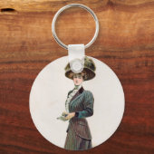 ヴィンテージファッションイラストレーション女性が本を持っている キーホルダー (裏面)