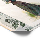 ヴィンテージファッションイラストレーション女性が本を持っている ポスター (角)