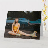 ヴィンテージファッショングリーティングカードの美しい女神 カード (黄色い花)