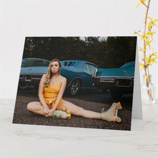 ヴィンテージファッショングリーティングカードの美しい女神 カード (黄色い花)