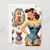 ヴィンテージファッションコルセットピンの設定 ポストカード (正面/裏面)