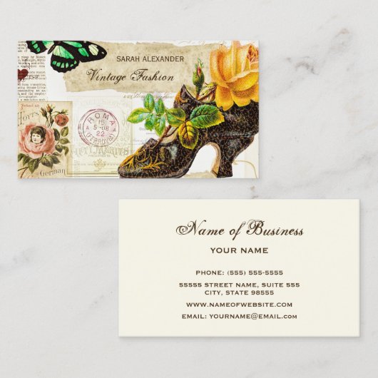 ヴィンテージファッションショップエフエメライエローローズアンドシュー 名刺 (正面/裏面)