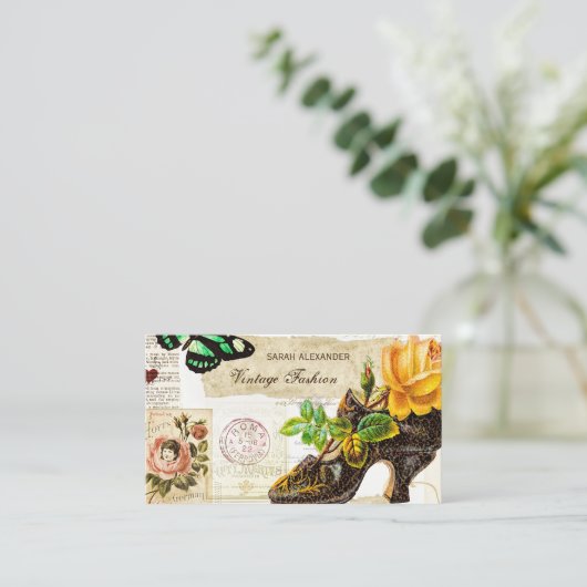 ヴィンテージファッションショップエフエメライエローローズアンドシュー 名刺 (スタンド正面)