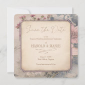 ヴィンテージファッションド古い日付カードの保存 招待状 (裏面)