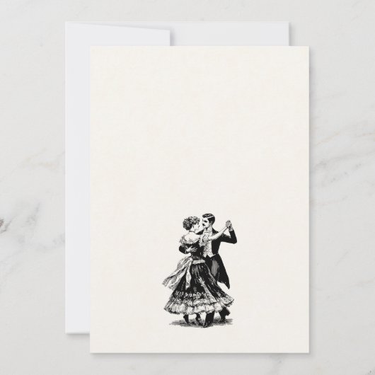 ヴィンテージファッションド老夫婦踊り記念日 招待状 (裏面)