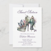 ヴィンテージファッションハイヒール&フローラスウィート16 招待状 (正面)