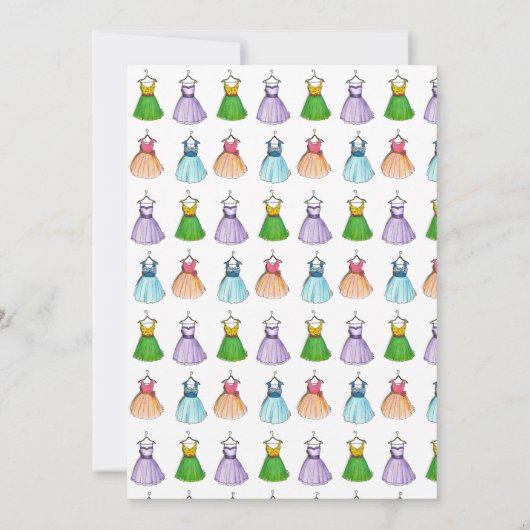 ヴィンテージファッションパステルプロムドレスバースデーパーティー 招待状 (裏面)