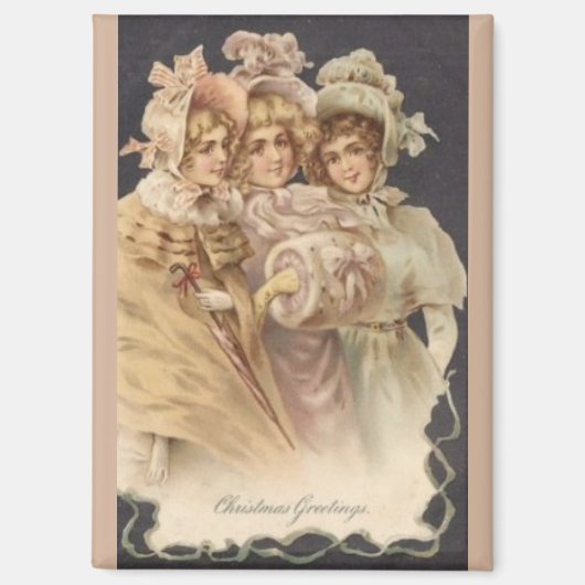 ヴィンテージファッションビクトリカンクリスマス磁石 マグネット (正面)