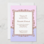 ヴィンテージファッションピンク&パープルレースブライダルシャワー 招待状 (裏面)